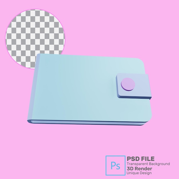 3d-rendering portemonnee pictogram premium psd