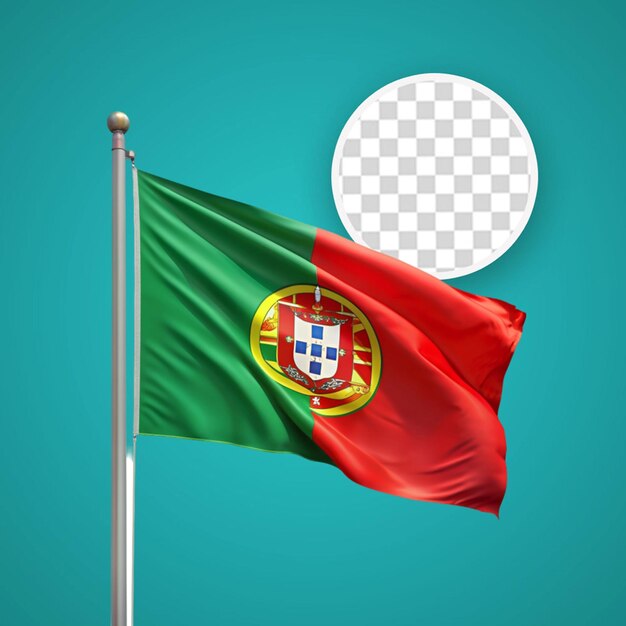 PSD 3d rendering of portugal flag concept portugal national day