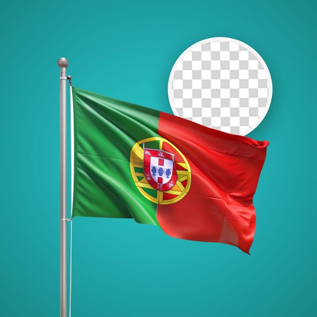 PSD rendering 3d della bandiera portoghese concetto giornata nazionale portoghese