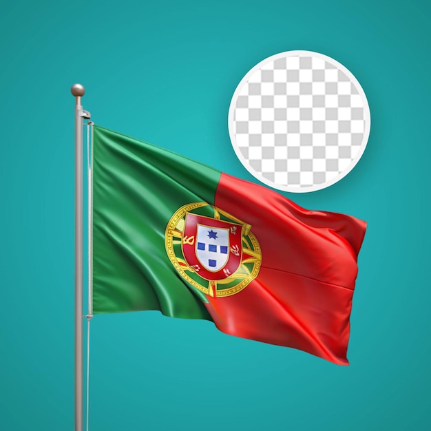 PSD 3d rendering portugalskiej flagi koncepcja portugalskiego dnia narodowego