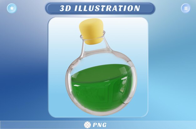 PSD icona di educazione della pozione di rendering 3d