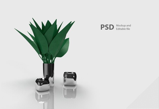 Rendering 3d di pianta in vaso isolata