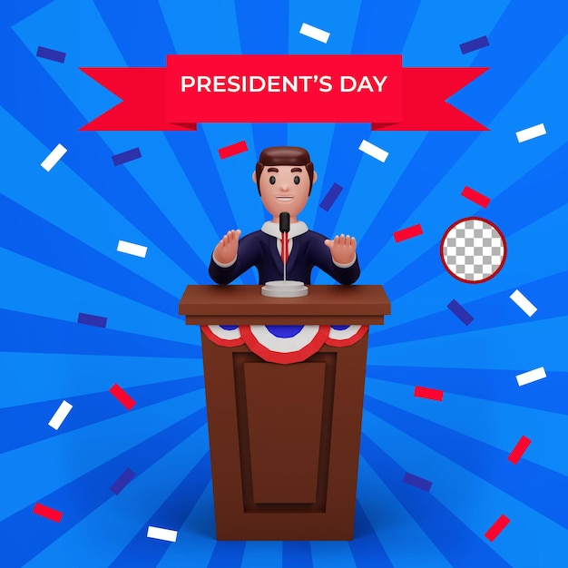 PSD 3d rendering of presidents day