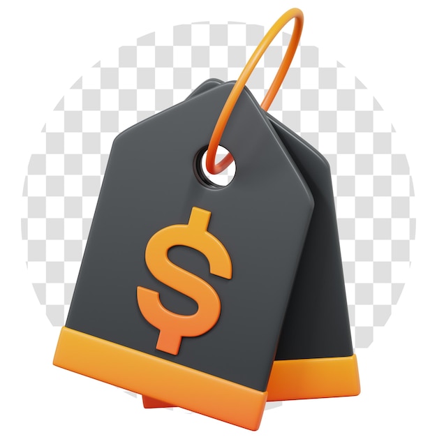 3d rendering price tag 3d icon transparent background