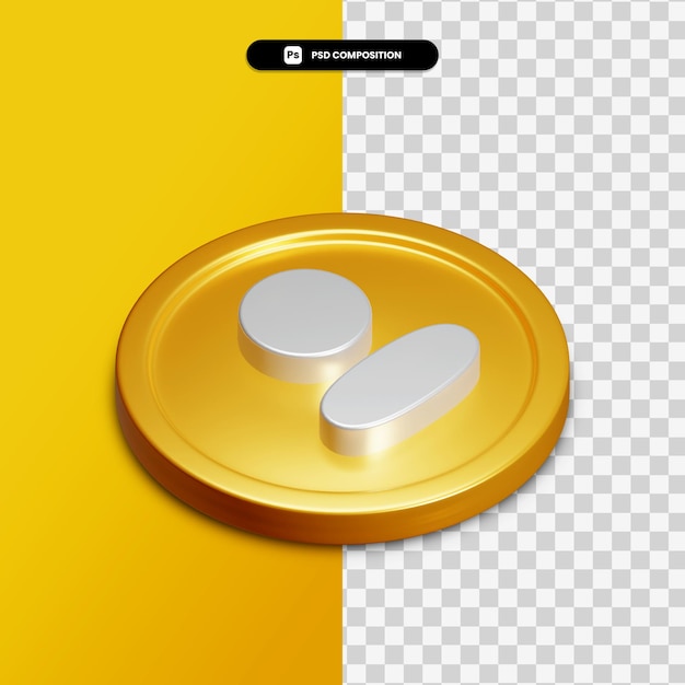 3d rendering profile icon on golden circle isolated