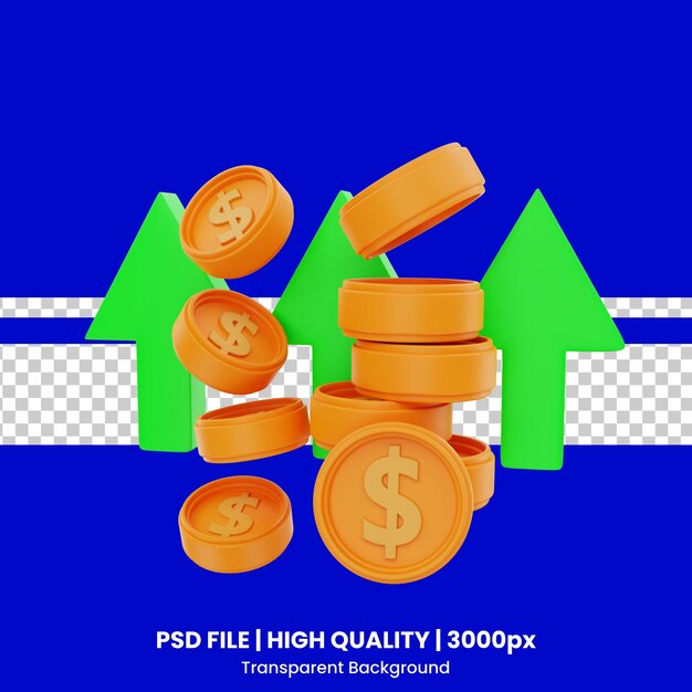 PSD 3d rendering profit icon object