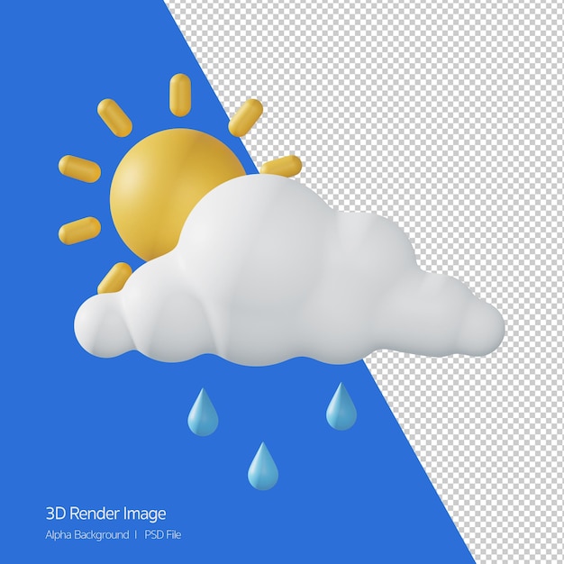 3d Rendering prognozy pogody "Raining Sunny" na białym tle.