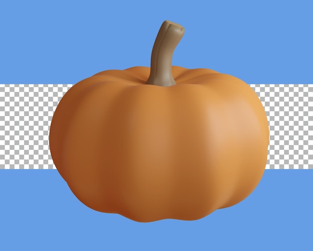 PSD 3d rendering pumkin have orange color tranparent