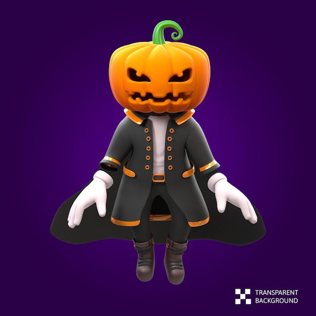 3d rendering pumpkin head halloween character