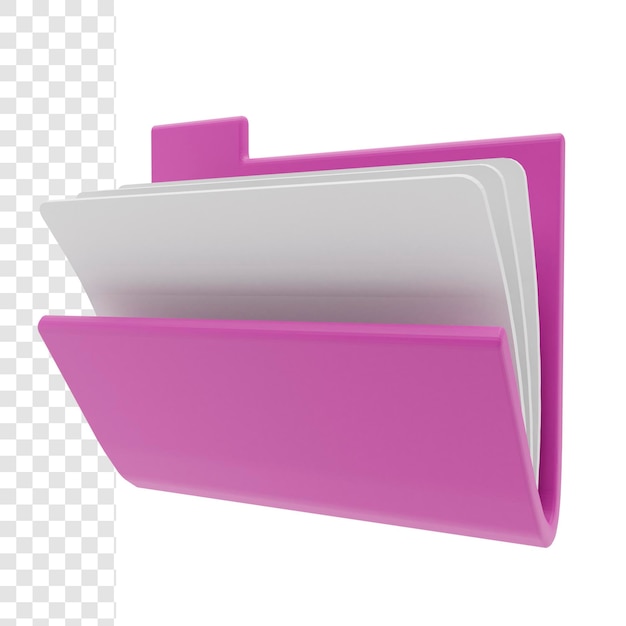 PSD 3d rendering purple documents folder with files concept isolated on white background