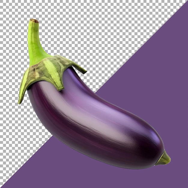 PSD 3d rendering of a purple eggplant on transparent background ai generated