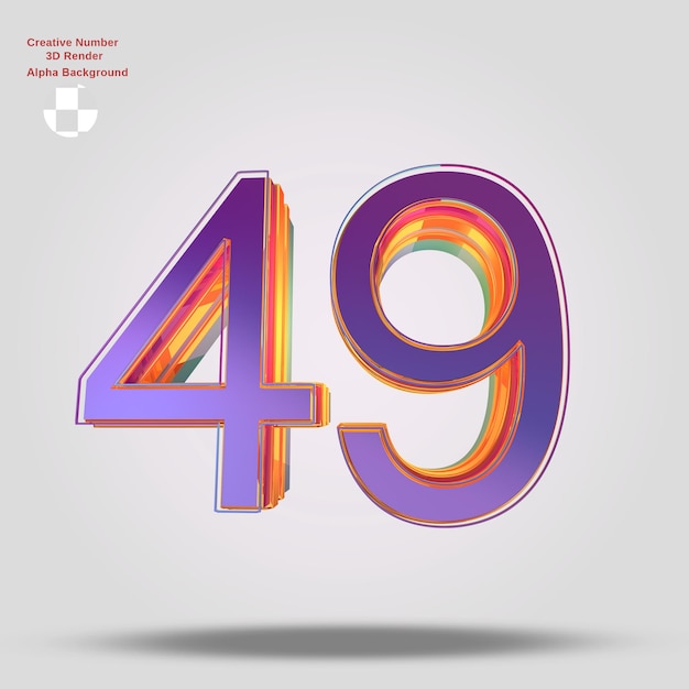 PSD 3d-рендеринг фиолетового номера 49 для дизайна