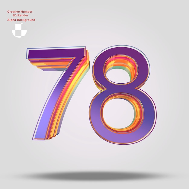 3d-рендеринг фиолетового номера 78 для дизайна