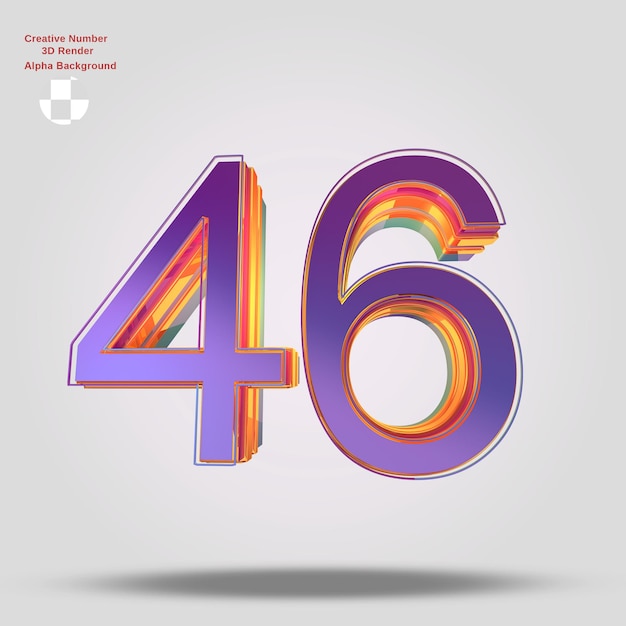 3D-рендеринг фиолетового номера 46 для дизайна