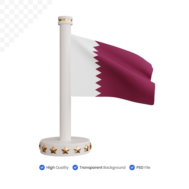 PSD 3d rendering qatar national flag isolated