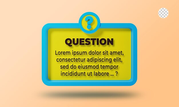 3d rendering question box interface mockup