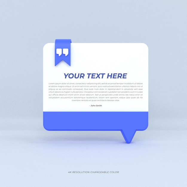 PSD 3d rendering quote frames box blank templates realistic minimal text info design box banner design