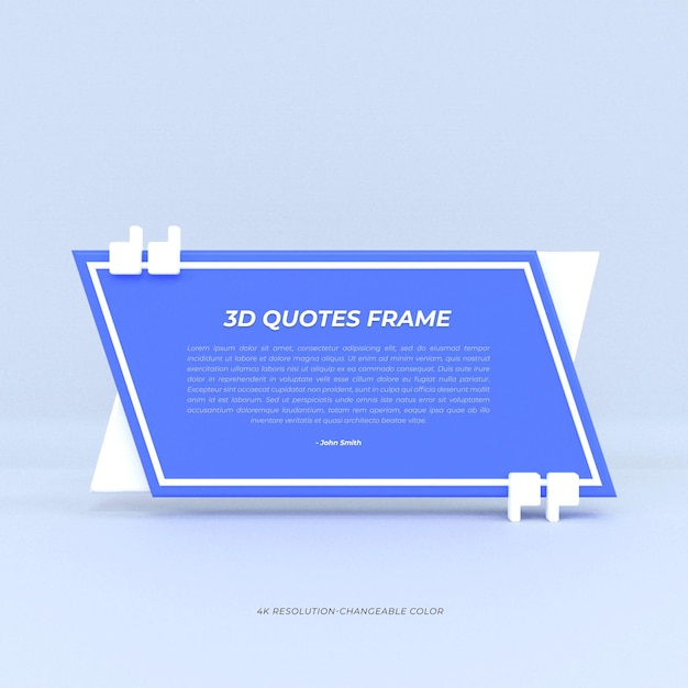 PSD 3d rendering quote frames box blank templates realistic minimal text info design box banner design