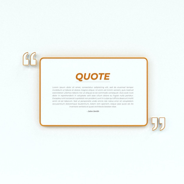 PSD 3d rendering quote frames box blank templates realistic minimal text info design box banner design