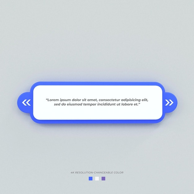 3Dレンダリング引用フレームボックス空白のテンプレート現実的な最小限のテキスト情報デザインボックスバナーデザイン
