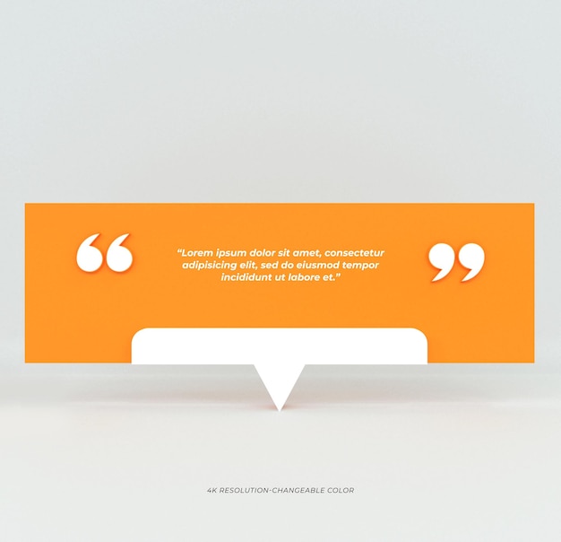 PSD 3d rendering quote frames box blank templates realistic minimal text info design box banner design