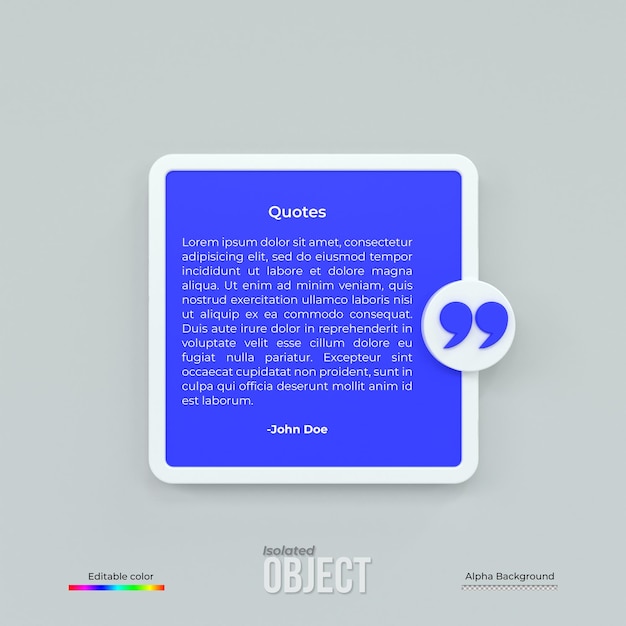 3d rendering quote frames box blank templates realistic minimal text info design box banner design