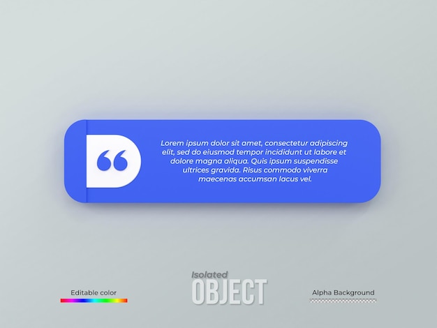 PSD 3d rendering quote frames box blank templates realistic minimal text info design box banner design