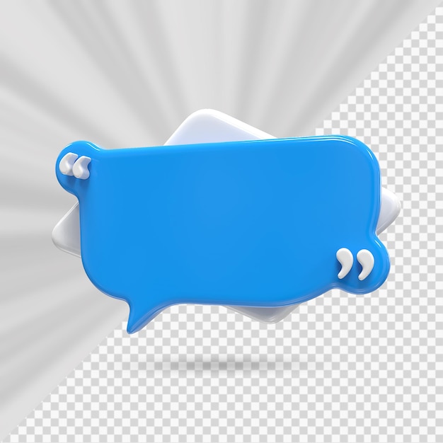 3d rendering of quotes frame box icon isolated 3d render