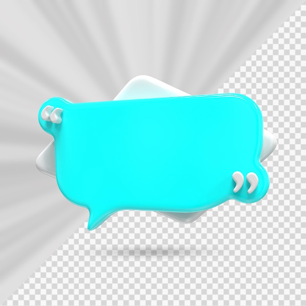 3d rendering of quotes frame box icon isolated 3d render