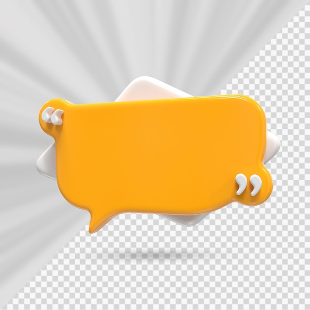 3d rendering of quotes frame box icon isolated 3d render