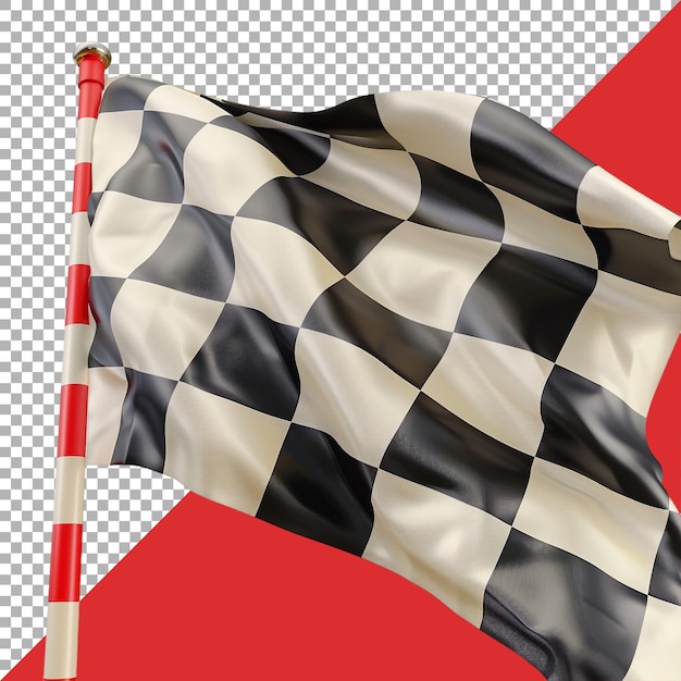 PSD 3d rendering of a race winning flag on transparent background ai generated