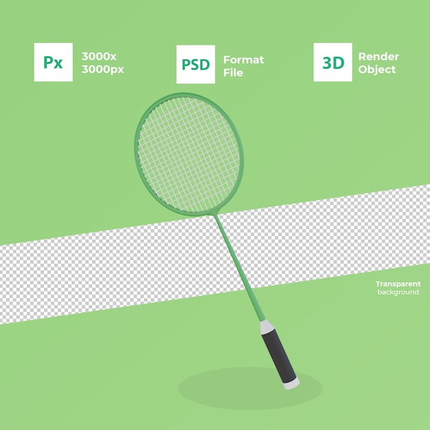 3d-rendering racket-pictogram met transparante achtergrond