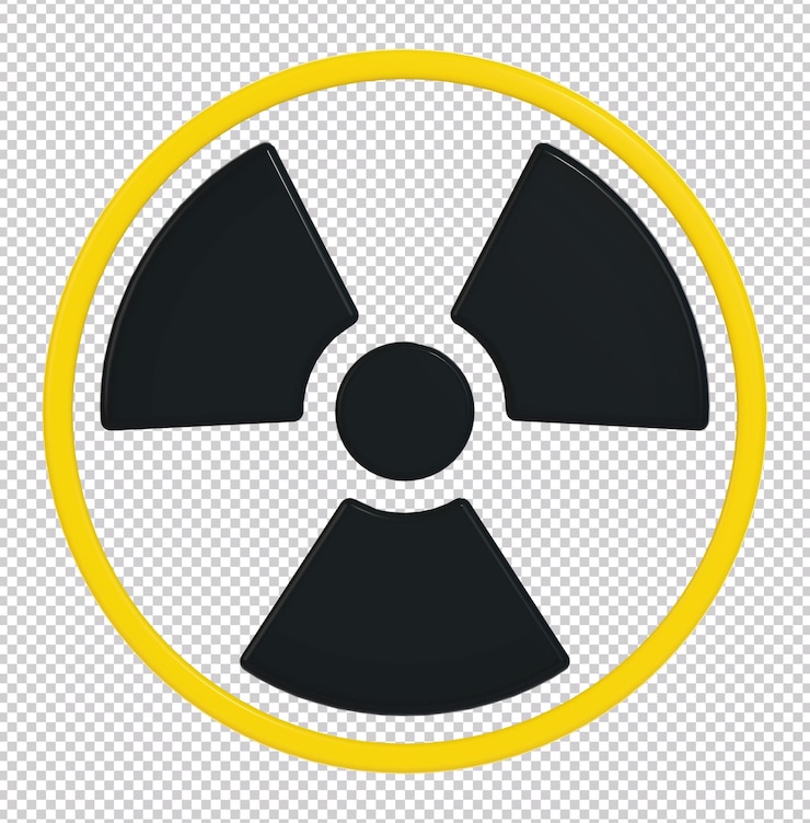PSD 3d rendering of a radioactive sign isolated on transparent background. front view