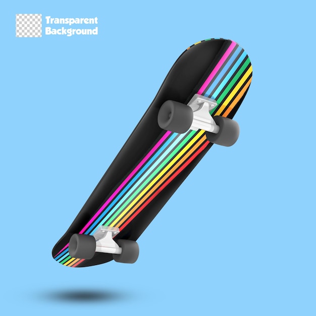 3D Rendering Of Rainbow Skateboard