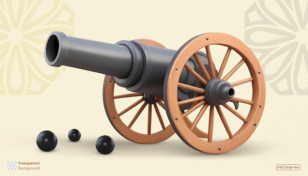 PSD 3d rendering ramadan cannon