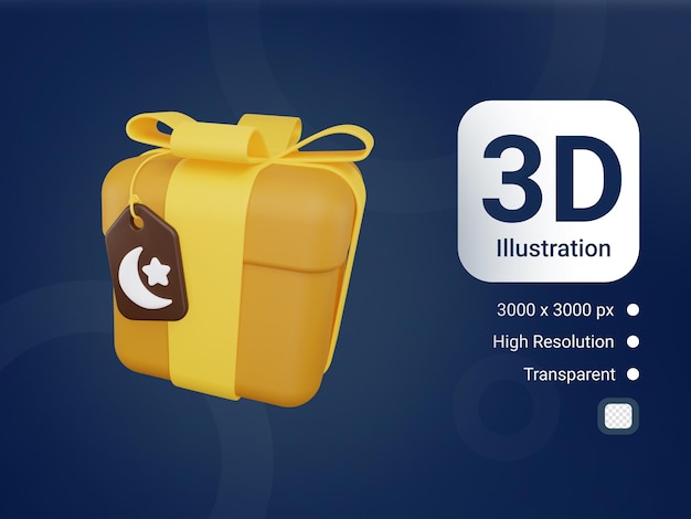 Icona della confezione regalo ramadan con rendering 3d