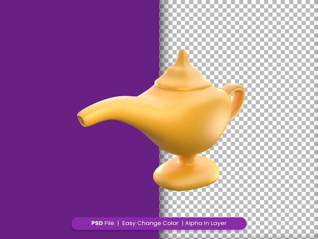 3d rendering ramadan icon gold teapot