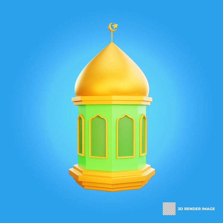PSD 3d rendering of ramadan icon lantern