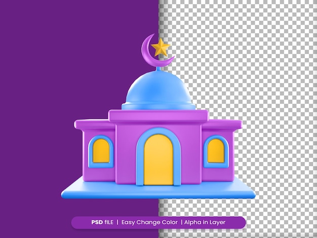 3d rendering ramadan icon mosque front view