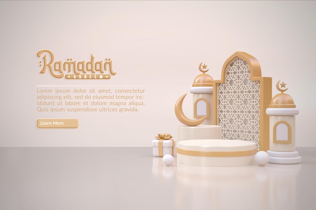 3d-rendering ramadan islamic podium-achtergrond voor productweergave