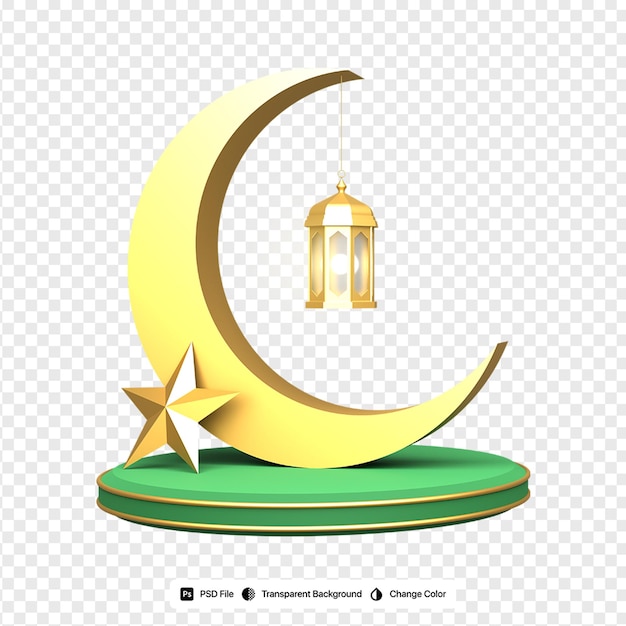 PSD 3d-rendering ramadan kareem lantaarn ster maan