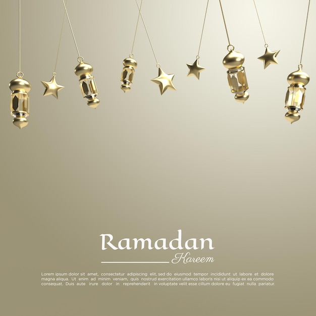 3d rendering of ramadan kareem with lamp for social media