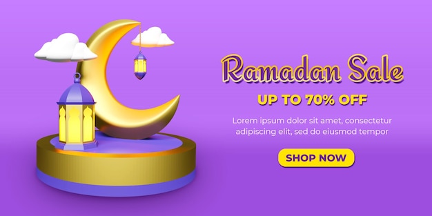 PSD 3d рендеринг баннера распродажи рамадана