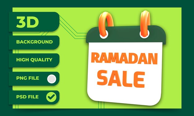 PSD 3d-rendering ramadan verkoop kalender