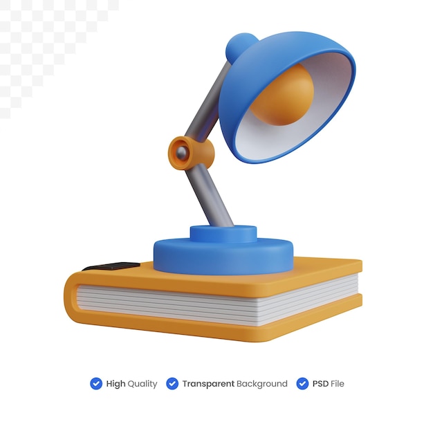 PSD 3d rendering reading lamp and desk lamp isolated