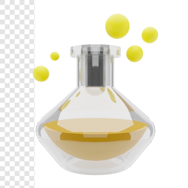 3D-rendering reageerbuis of experimentbuis vullen met gele vloeistof