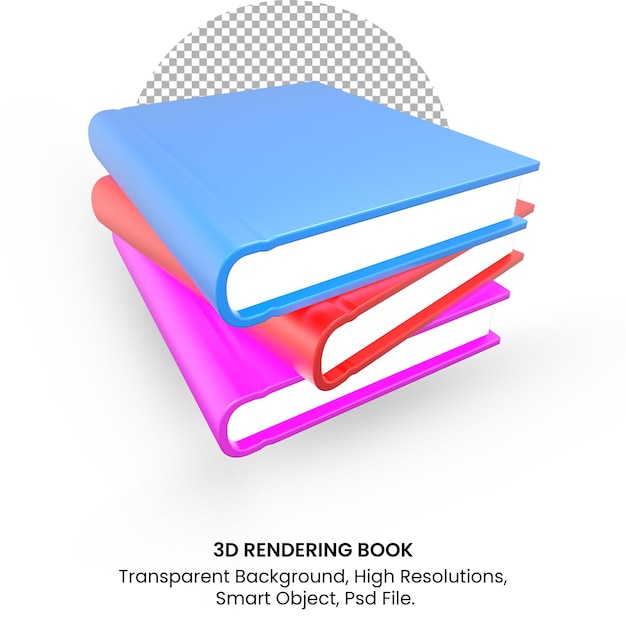 Rendering 3d libro realistico impostato su sfondo trasparente