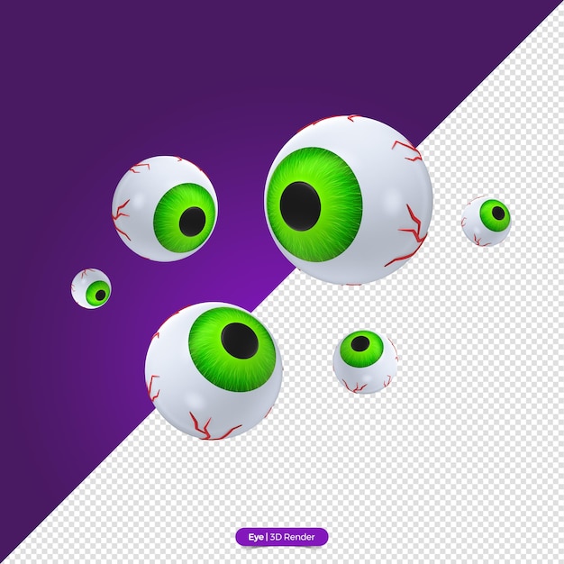 PSD rendering 3d di occhi colorati realistici di halloween