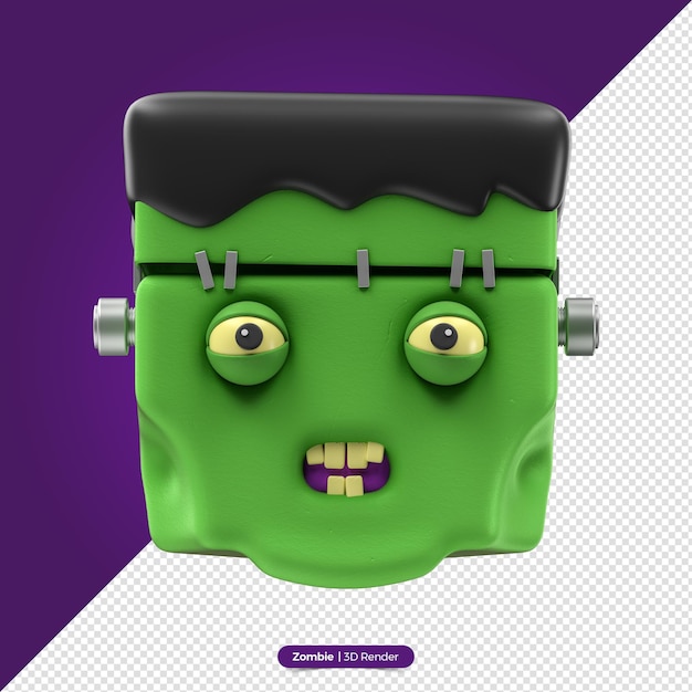 PSD 3d rendering of realistic halloween zombie head