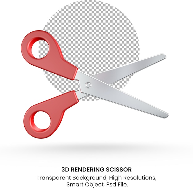 PSD 3d рендеринг реалистичная модель ножниц на прозрачном фоне